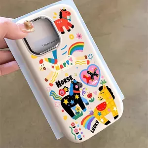 Rainbow Happy Pony cho 16 17 trường hợp điện thoại 14 15 11 Mũm mĩm iPhone 13 khung kim loại 7p 8p