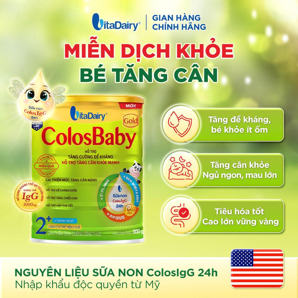 Sữa bột ColosBaby Gold cải tiến 2+ trẻ trên 2 tuổi – Bổ sung dinh dưỡng cho bé – Lon 800g