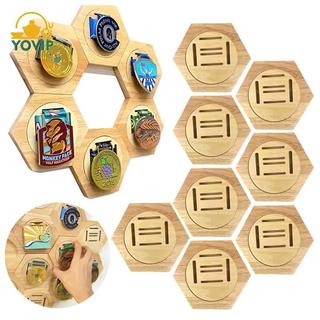 YOVIP Huy Chương Bằng Gỗ Đế Trưng Bày Lục Giác Thiết Kế Di Động Thể Thao Giải Thưởng Hộp Bảo Quản Sáng Tạo Trang Trí Tường Trang Trí Nhà Cửa VN