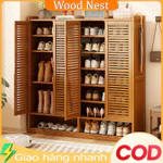 tủ đựng giày/kệ để giày -Tủ giày bằng gỗ tự nhiên 6 / 7 lớp Tủ giày tiết kiệm không gian Tre dung tích lớn — ảnh 1