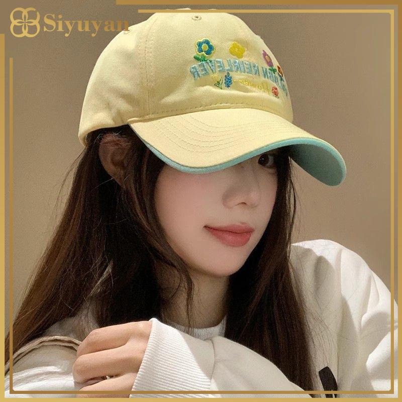 Mũ bóng chày nữ cotton thêu hoa ngọt ngào, phong cách Hàn Quốc hip hop
