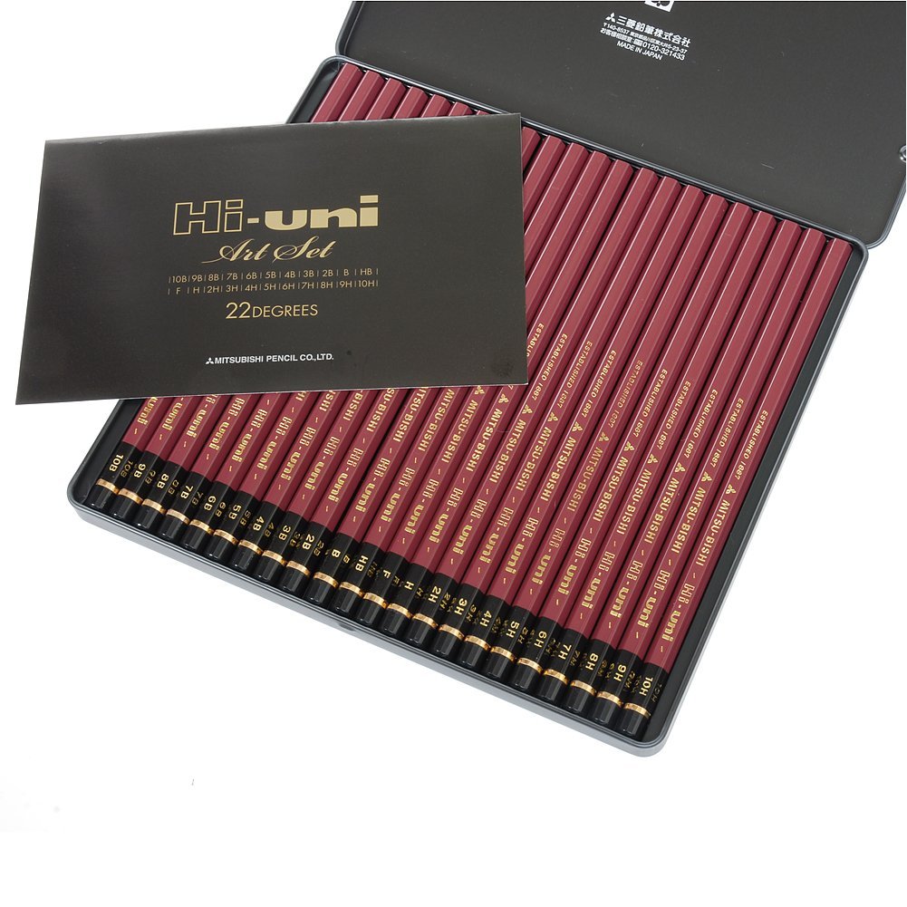 uni Hi-Uni Art Set HUAS / bo 22 cap do cung 10H-10B / hop thiec / chi ve chuyen nghiep Nhat