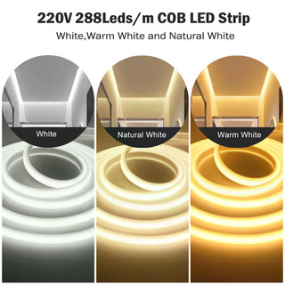 Đèn LED dải siêu sáng 220V Cob 288 LEDS / m CRI RA90 Đèn băng LED Neon linh hoạt Sân vườn ngoài trời Chiếu sáng nhà bếp tại nhà