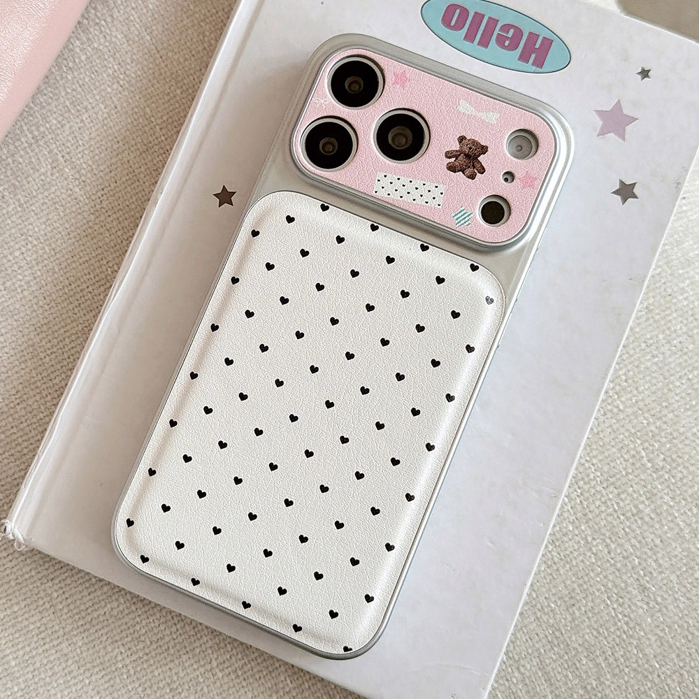 Ốp điện thoại da mạ hình trái tim tình yêu cho iPhone 17 Pro Max 16 15 14 Vỏ bảo vệ chống sốc