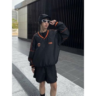 Áo Sweater Dù Cổ Tim Bóng Rổ Unisex 2 Lớp – In Lụa Số 02 – Form Rộng Basic Bigsize Cặp Đôi