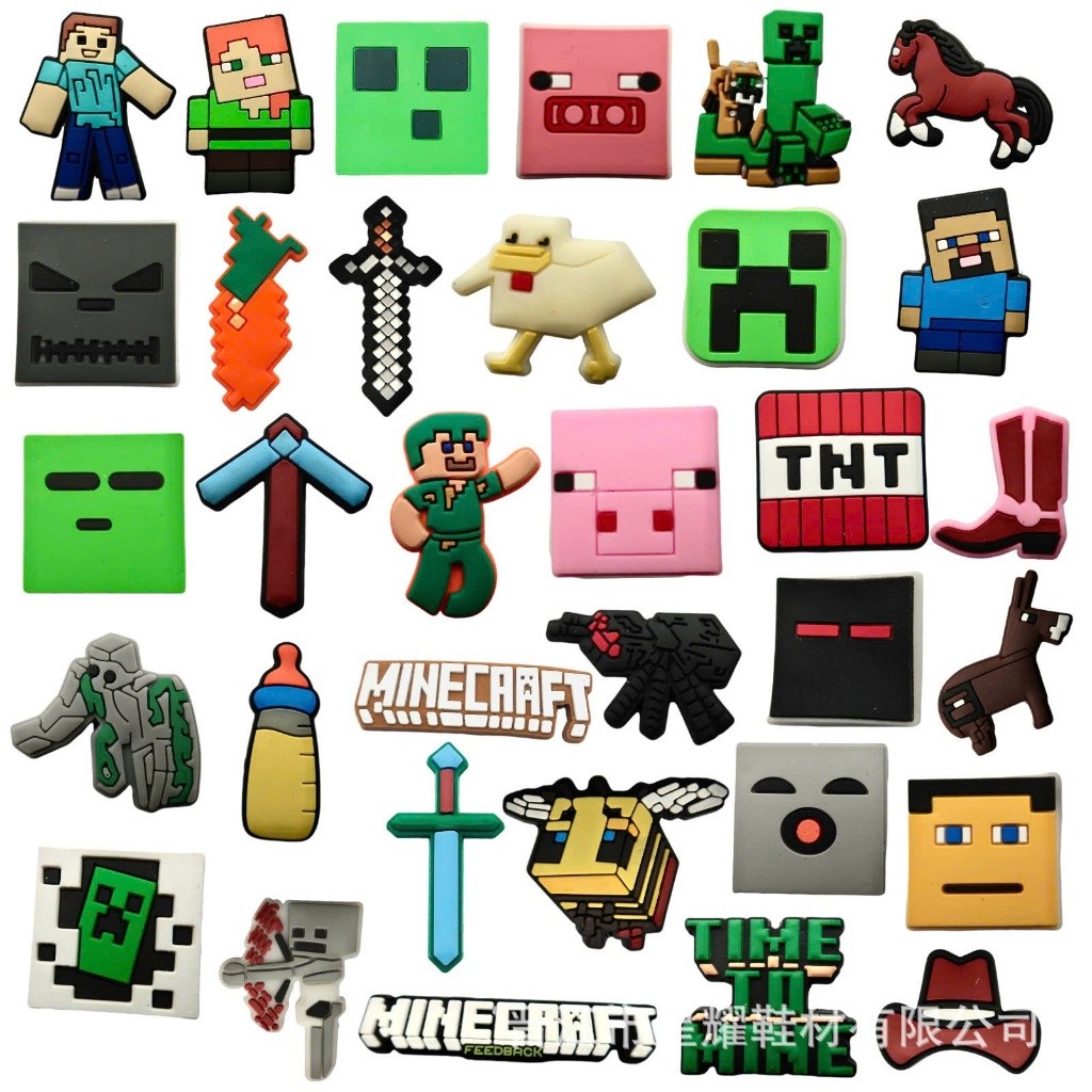 Set 12 Sticker/ Charm dẻo gắn dép Minecraft vui nhộn