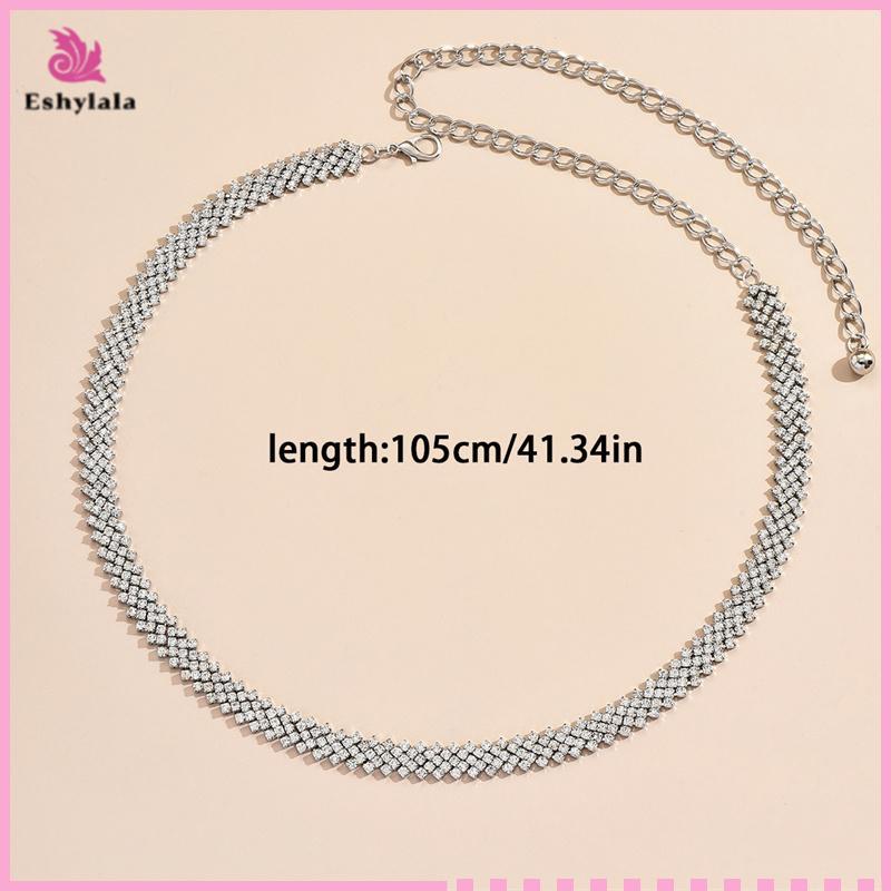 Dây thắt lưng đính đá Eshylala nữ và bé gái, sang trọng, điều chỉnh size 60-100cm [MỚI]