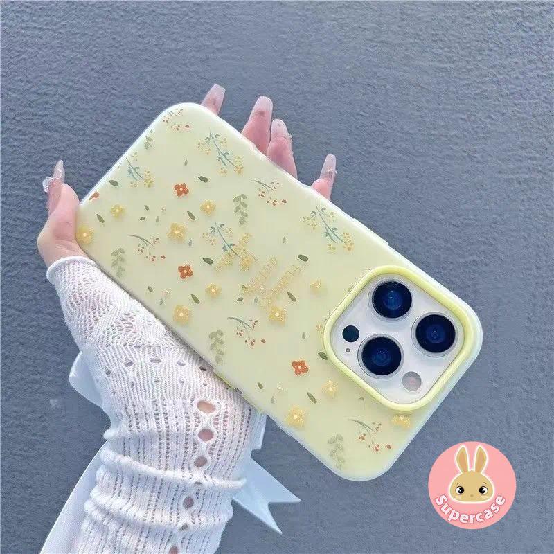 Ins Style Hoa Vàng 2 Trong 1 Ốp lưng Xiaomi 17 Pro Max 15T Pro 14T Pro Mi 11 Lite 4G 5G Vỏ Màu Kẹo Dễ Thương Matte Ốp Lưng
