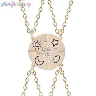 Khung ảnh hình tròn Mặt trời và ngôi sao mặt dây chuyền thời trang cho tình bạn BFF nam nữ 2023