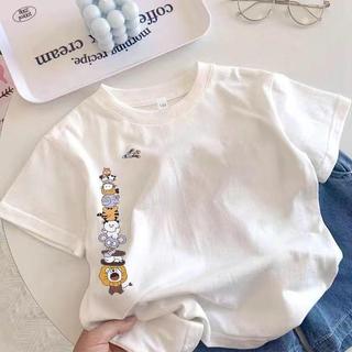 Áo thun thể thao cổ tròn thoải mái, in hình hoạt hình dễ thương một mặt dành cho bé trai.