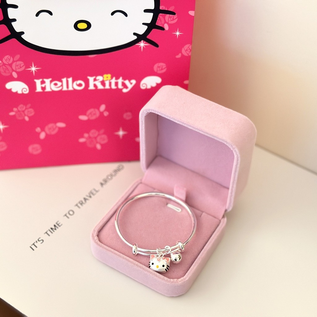 Quà Tặng Sinh Nhật Vượt Qua Vòng Tay Bạc Nữ Ngọt Ngào Dễ Thương hello Kitty Mặt Dây Chuyền Vòng Cổ Bé Lớn Kid Bạc Bộ Trang Sức Quà Tặng