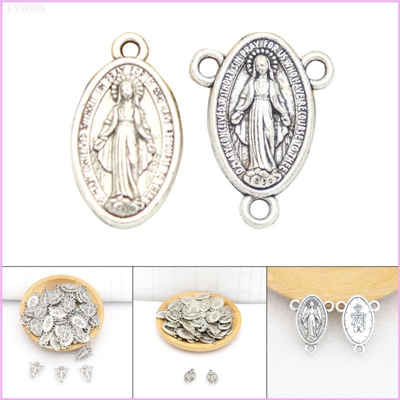 Cinna 10 Chiếc Đức Mẹ Maria Huy Chương Mặt Dây Chuyền Hình Bầu Dục Công Giáo - Trang Sức Vòng Tay và Vòng Cổ Maki