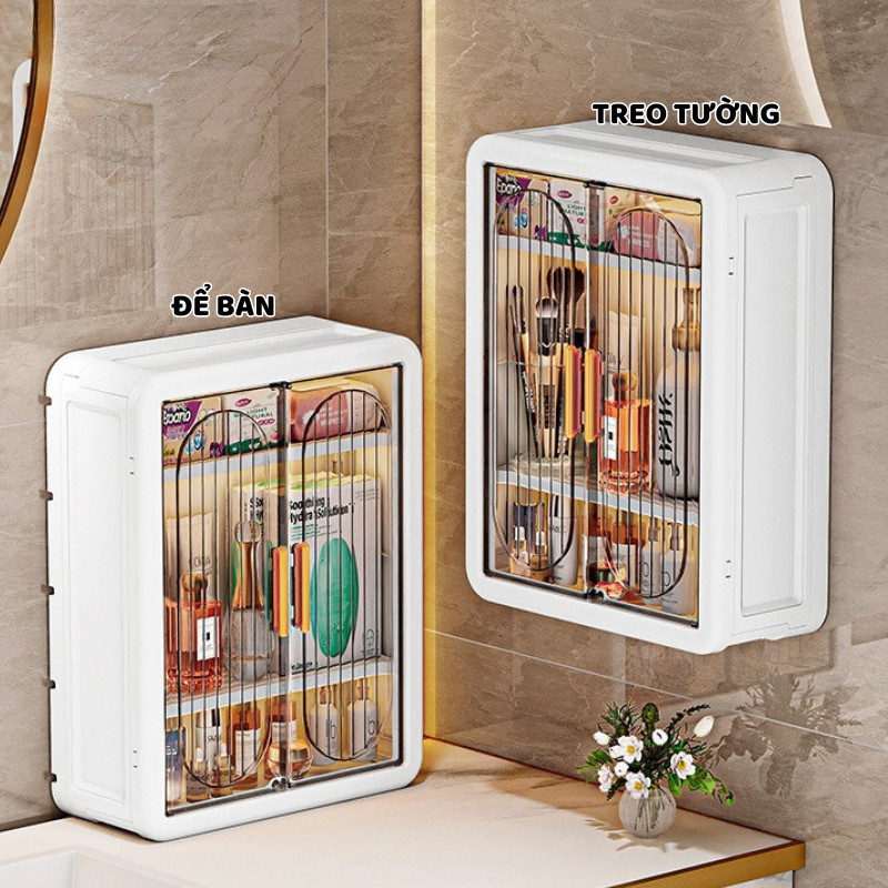 Hộp Treo Tường Phòng Tắm ENODA HOME, Tủ Kệ Trong Suốt Đựng Mỹ Phẩm Kèm Miếng Dán Treo Tường HTREO001
