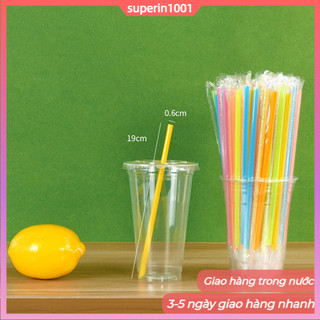 Ống hút dùng một lần cho trà bong bóng Ống hút nhọn và mỏng đầy màu sắc 100 ống hút mỗi gói