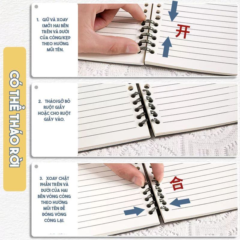 Sổ Còng Thay Giấy B5/A5 Phong Cách Muji - Sổ Ghi Chép Planner Học Sinh, Giấy Dày Không Lem Mực Tháo Rời Tiện Lợi