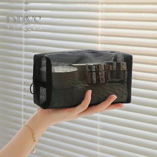 (TFT) Lưới Trong Suốt Túi Đựng Mỹ Phẩm Nhỏ Lớn Bla Túi Trang Điểm Di Động Du Lịch Vệ Sinh Tổ Chức Hộp Đựng Lipsti Túi Bảo Quản MỚI