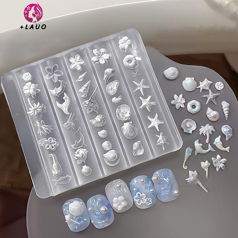 Springevenstar 1 Chiếc Lily Hoa Biển Vỏ Conch San Hô Sao Biển 3D Acrylic Móng Tay Khuôn Trang Trí Móng Tay DIY Silicon Làm Móng Tay Khuôn Móng Tay Nghệ Thuật Springevenstar