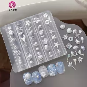 Springevenstar 1 Chiếc Lily Hoa Biển Vỏ Conch San Hô Sao Biển 3D Acrylic Móng Tay Khuôn Trang Trí Móng Tay DIY Silicon Làm Móng Tay Khuôn Móng Tay Nghệ Thuật Springevenstar