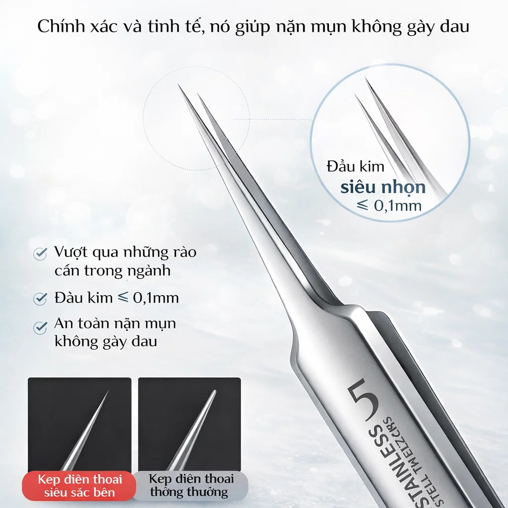 【Thép Không Gỉ/Đầu Nhọn Chính Xác】Bộ Dụng Cụ Nặn Mụn Đầu Đen Thép Không Gỉ X21083106CB Kẹp Mụn Đầu Đen/Nhíp Nặn Mụn/Nhíp Tế Bào/Thép Không Gỉ/Bộ Dụng Cụ Chăm Sóc Da