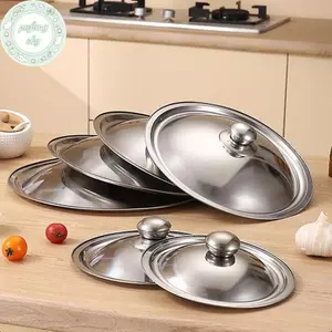 PUSKY 10-32Cm Thép Không Gỉ Nắp Nồi Tròn Thay Thế Đa Năng Chảo Chiên Viền Mịn Máy Rửa Chén An Toàn Cho Chảo Chảo Nồi Canh VN