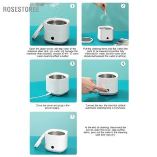 Rosestoree Máy làm sạch răng giả siêu âm Niềng răng vô hình Máy làm sạch chỉnh nha Trực quan hóa nắp mở Thời gian thông minh Đa đối tượng Rung tần số cao 42000HZ Lớp lót bằng thép không gỉ 304