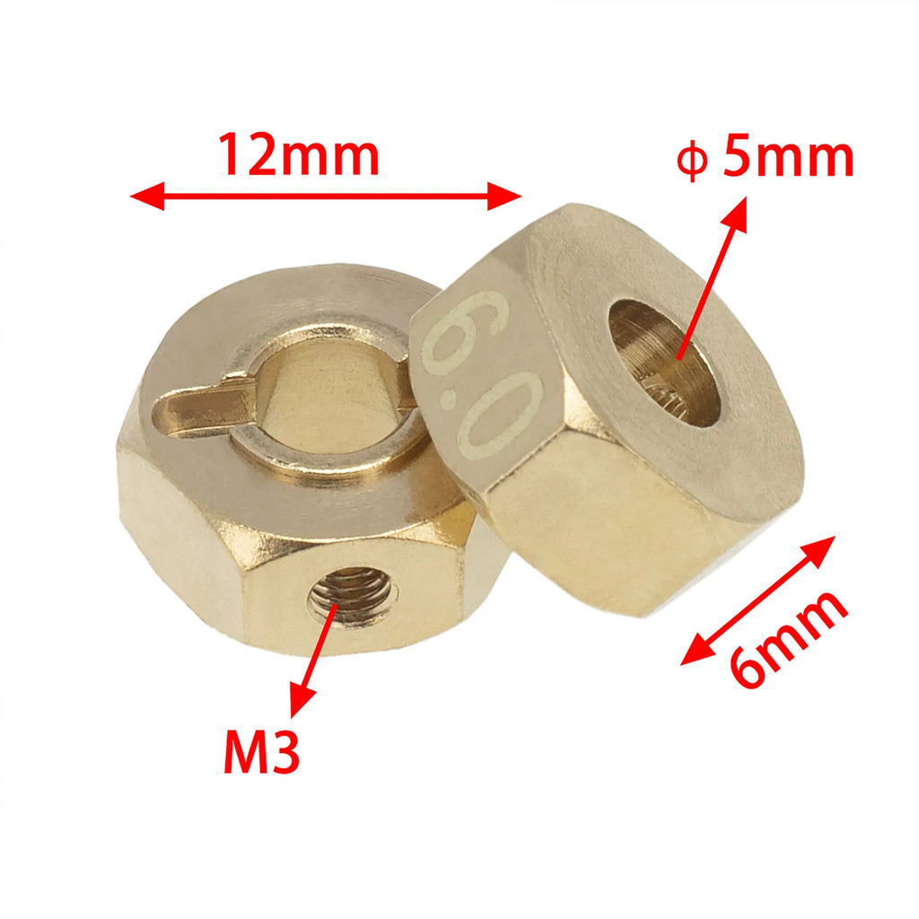 4 Đồng Bánh Xe Lục Giác Hub 12 Mm Chiều Rộng Khớp Nối Cho Trục SCX10 90046 RR10 RGT 86100 MST 1 / 10 RC Xe Bánh Xích Phụ Kiện Sửa Chữa