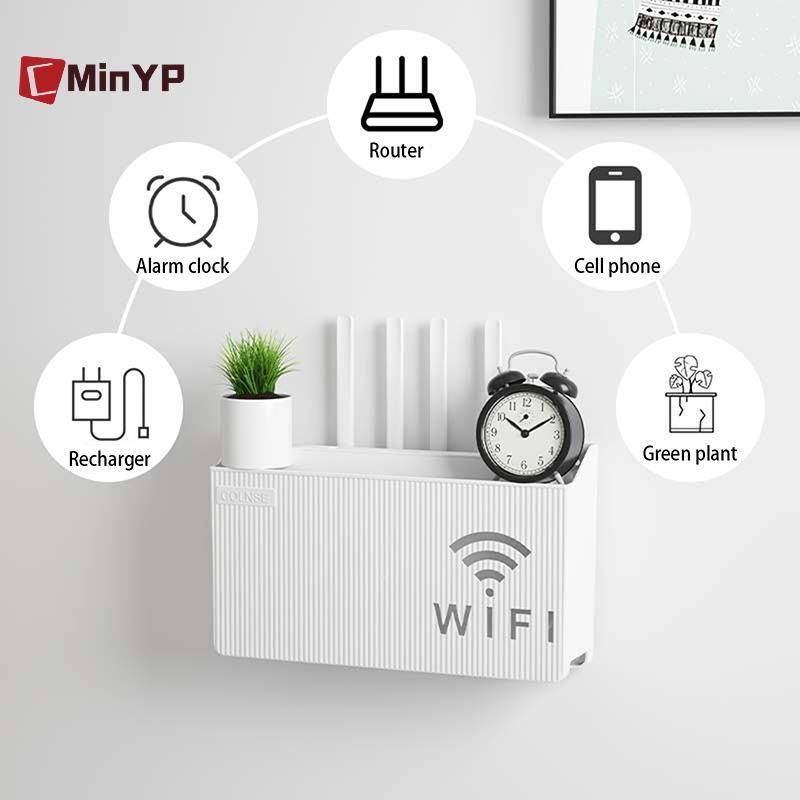 CMinYP Thùng Bộ định tuyến treo tường Hộp trang trí phương tiện văn phòng Bảng điều khiển Wifi Hộp lưu trữ không dây Ra Braet Treo tường vinh quang