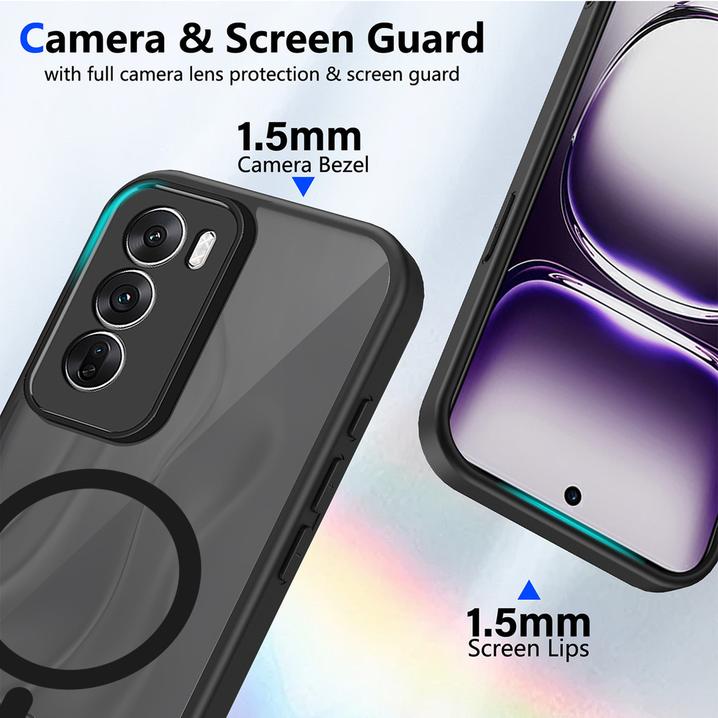 Ốp lưng OPPO Reno 12 Pro 5G Vỏ hấp dẫn từ tính màu đen mờ cho Ốp điện thoại OPPO Reno 12 5G
