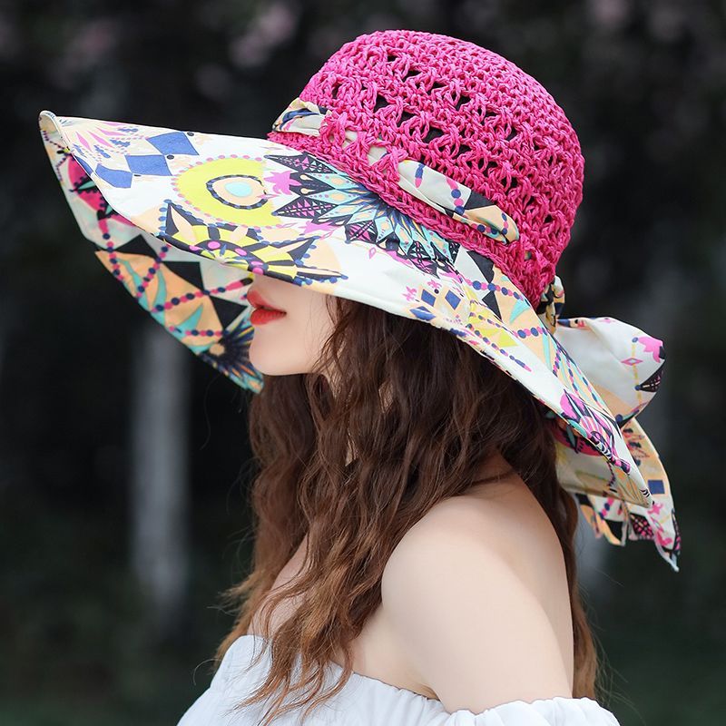 Mũ rộng vành phong cách mới cho mùa hè, chống tia UV, phù hợp đi chơi bên biển