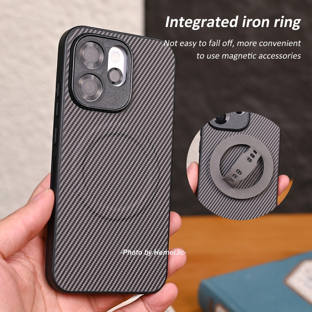 Dành Cho OPPO Reno 15 15F Pro Max 5G Vỏ Họa Tiết Sợi Carbon Da Từ Tính Vỏ Điện Thoại Cứng