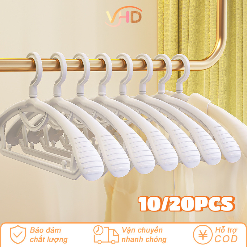 Set 10/20 Móc Treo Quần Áo Cao Cấp Chống Trượt - Thiết Kế Vai Rộng Dày Dặn, Giữ Form Áo Tốt, Tiện Dụng Cho Gia Đình