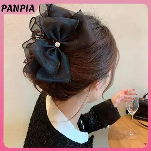 PNPIA - Kẹp tóc nơ lớn vuốt tóc thanh lịch cho nữ, phụ kiện tóc đuôi ngựa ngọt ngào