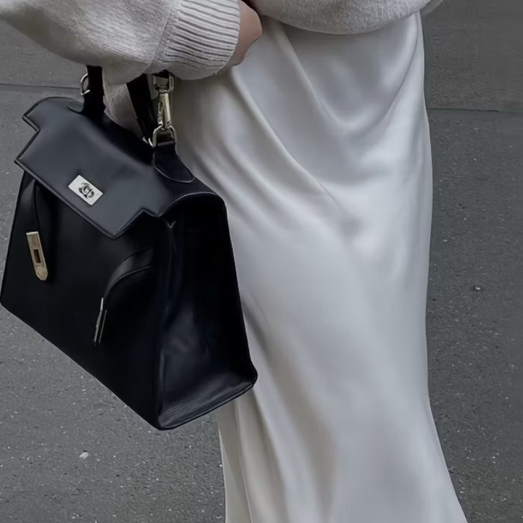 Chân Váy Midi Dáng Dài Chất Liệu Lụa Satin Mềm Mịn Chân Váy Midi Lụa Đuôi Cá Nhẹ Dáng Dàib555