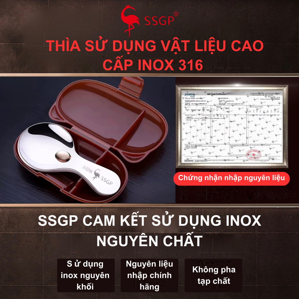 Thìa ăn dặm BABY inox 316L SSGP - Thìa tập ăn Muỗng tập ăn cho bé Muỗng ăn dặm Muỗng cho bé tập ăn