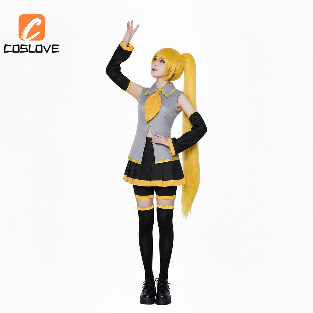 Vocaloid Akita Neru - Quần Áo Cosplay Bộ Hoàn Chỉnh Màu Vàng, Thích Hợp Biểu Diển và Party