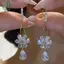 Mặt dây chuyền hình giọt hoa Zircon trắng thanh lịch Bông tai màu vàng dành cho nữ Tinh tế Tính khí ngọt ngào Trang sức bé gái