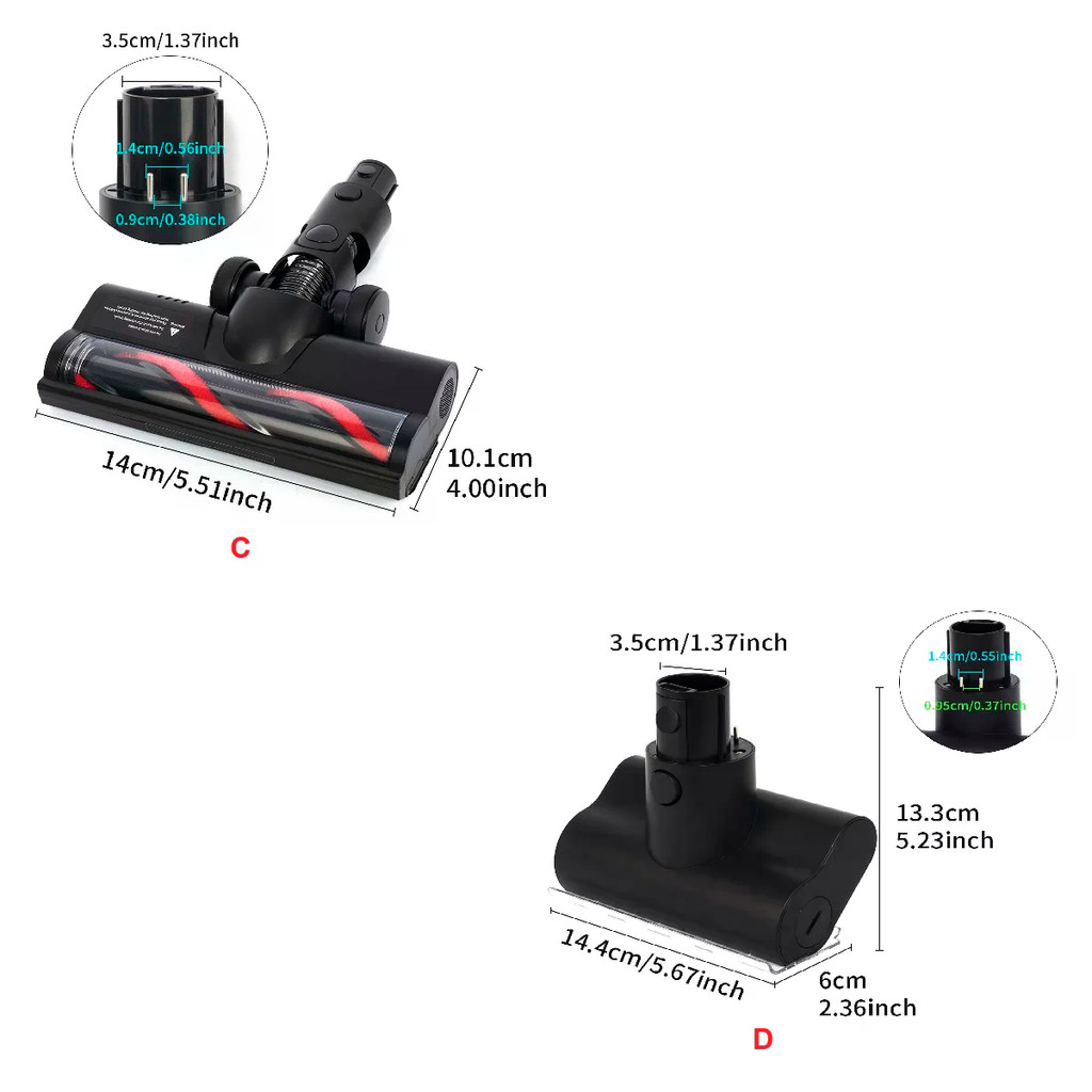 Đầu bàn chải khoảng cách kim rộng 1,2cm cho máy hút bụi Dreame V12 V11SE T20 T30 R10 R30 S10 Z10, 0,8cm cho Dreame V8 V9B V9P