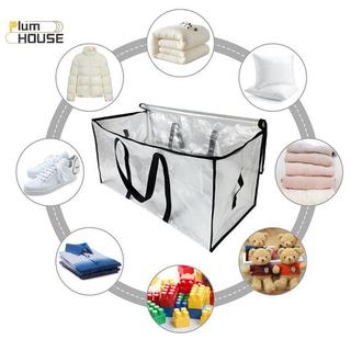 PlumHOUSE Túi đựng đồ dệt dung tích lớn trong suốt, Túi đựng chăn bông, Loại tủ quần áo chống thấm nước Dây kéo đôi Lưu trữ quần áo di động VN