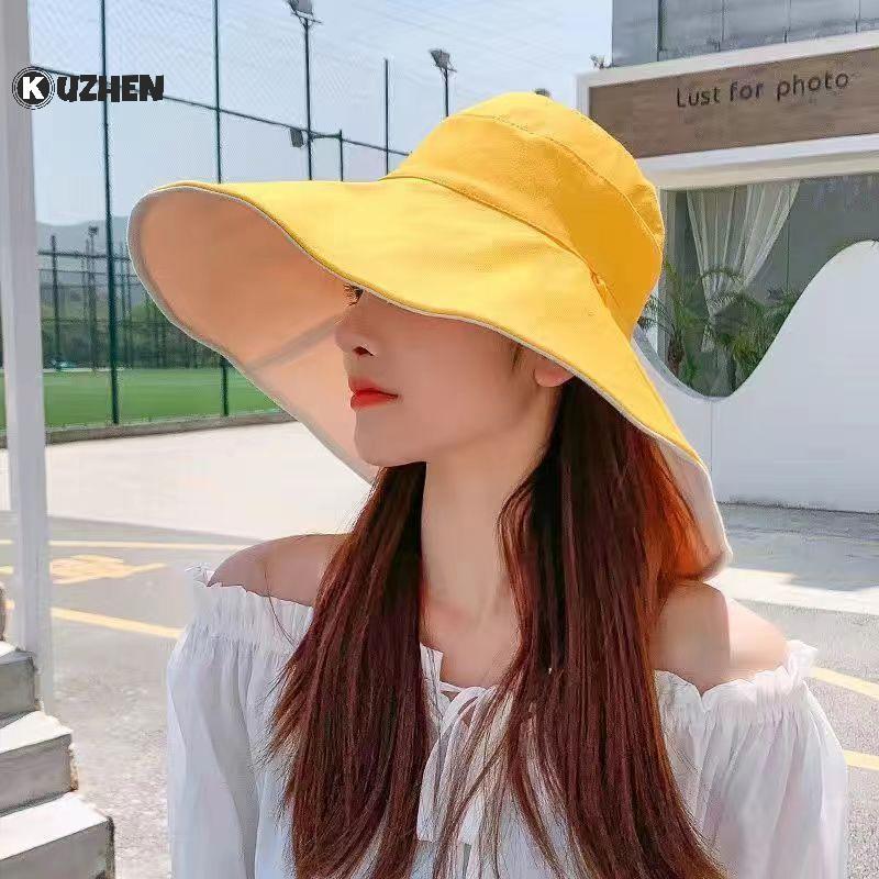 KUZHEN Mũ Rộng Vành Chống Nắng Cho Nữ, Chống Tia UV, Gấp Gọn, Phù hợp Đi Bộ và Đi Biển