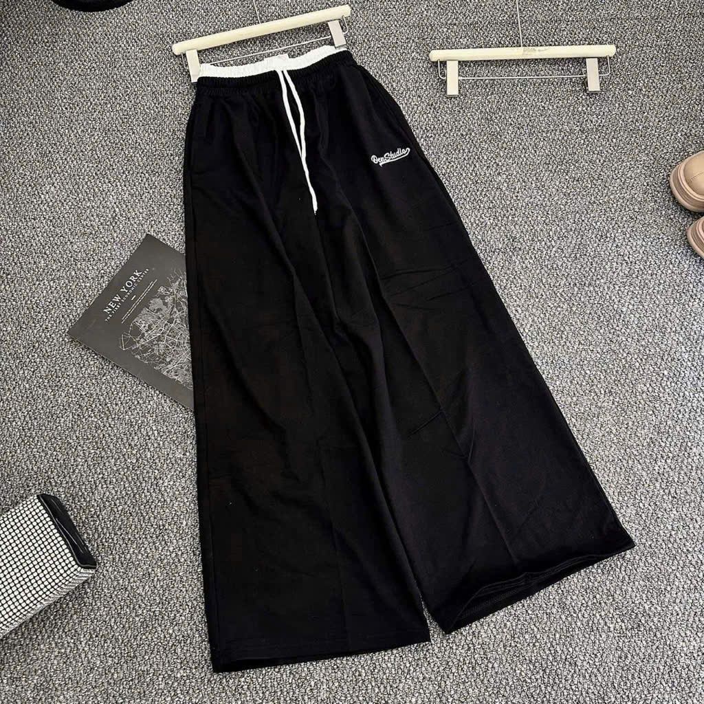 sét Bộ quần dài  cạp chun đen +kết hợp áo thun CROPTOP mèo đơn giản-thoitrangthubio