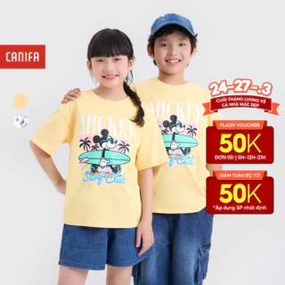 Áo phông unisex trẻ em CANIFA chất liệu cotton mềm mịn in hình Mickey 3TS25S002