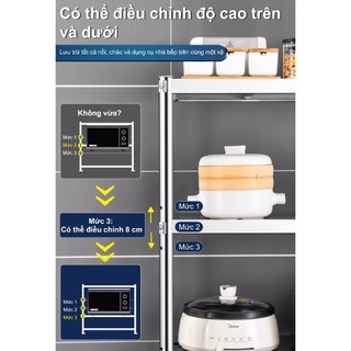 LOADNIX Kệ inox nhà bếp inox Bền bỉ trong môi trường bếp nhà Kệ để đồ inox Làm dày 0.5mm Có thanh chống đỡ