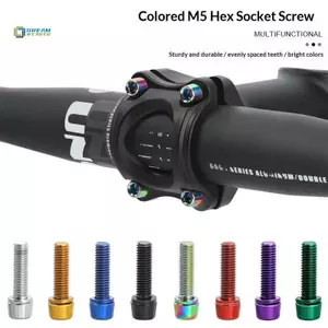 6 Chiếc Thanh Tay Cầm Xe Đạp Thân Nâng Chai Bu Lông M5 * 18MM Thép Nhiều Màu Sắc Mạ Titan Tay Lái Xe Đạp Vít mới