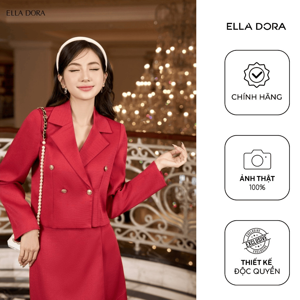 Áo khoác nữ ELLA DORA dạ Tweed thiết kế dáng ngắn cổ ve form tôn dáng thanh lịch sang trọng  [KV11]