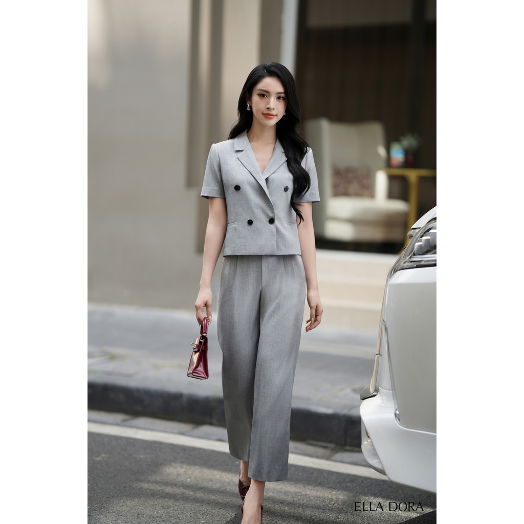Set đồ công sở nữ ELLA DORA thiết kế phối quần tây suông form đứng thanh lịch 2 màu [AK23 + Q17]