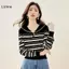 LUImo Áo Len Hàn Quốc Sọc Cổ Hải Quân Dài Tay - Phù Hợp Ngày Thường Và Đại Học
