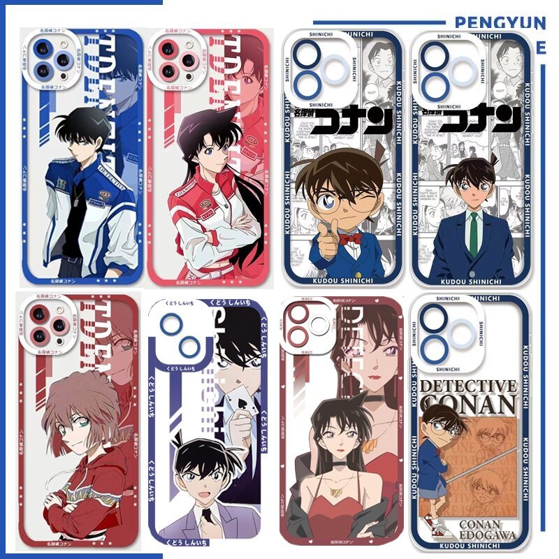 Anime Conan Shinichi Mouri Ran Ốp Lưng Điện Thoại IPhone 14 15 16 17 Pro Max 14 15 16 Plus 16e 17AIR Vỏ Hoạt Hình TPU Trong Suốt Thời Trang
