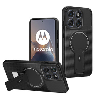 Dành Cho Motorola Moto Edge 60 Fusion / 60 5G / 60s Ốp điện thoại Carbon Tecture Cứng Cạnh Mềm Có Thể Gập Lại Đứng Chống Sốc Chống Rơi Mỏng Bao