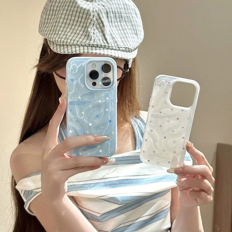 Hình vẽ sao nhỏ bao da iPhone16ProMax iPhone15 Hàn Quốc silicon mềm