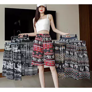 Quần short unisex in hình con voi, phù hợp đi biển mùa hè, thiết kế dây rút và thoáng khí